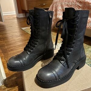 Steve Madden Black Combat Boots